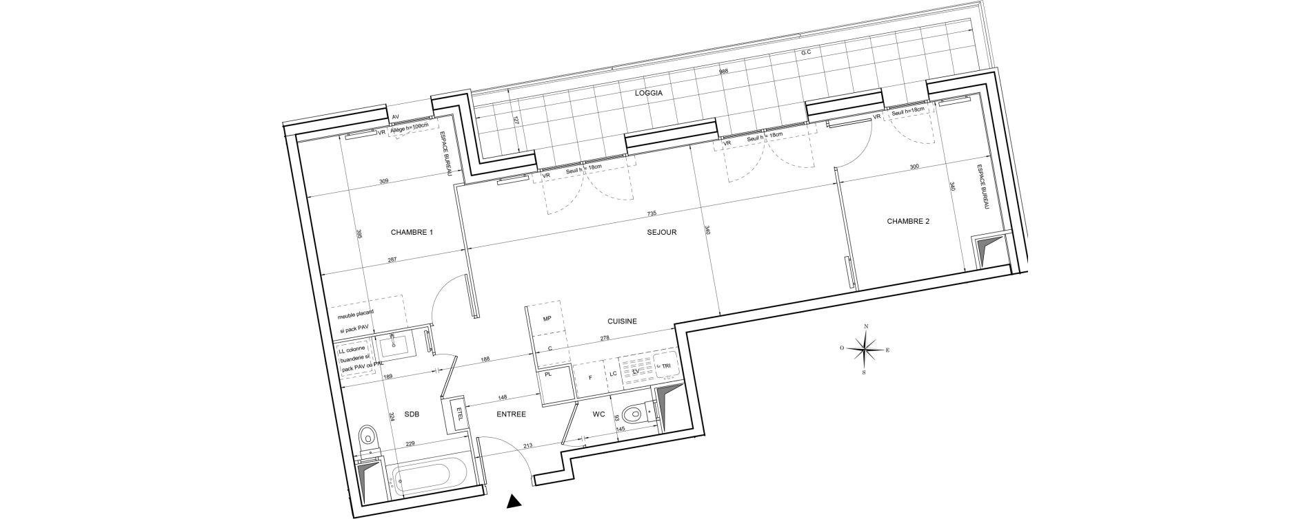 Appartement T3 de 62,10 m2 &agrave; Tours Giraudeau-tonnelle