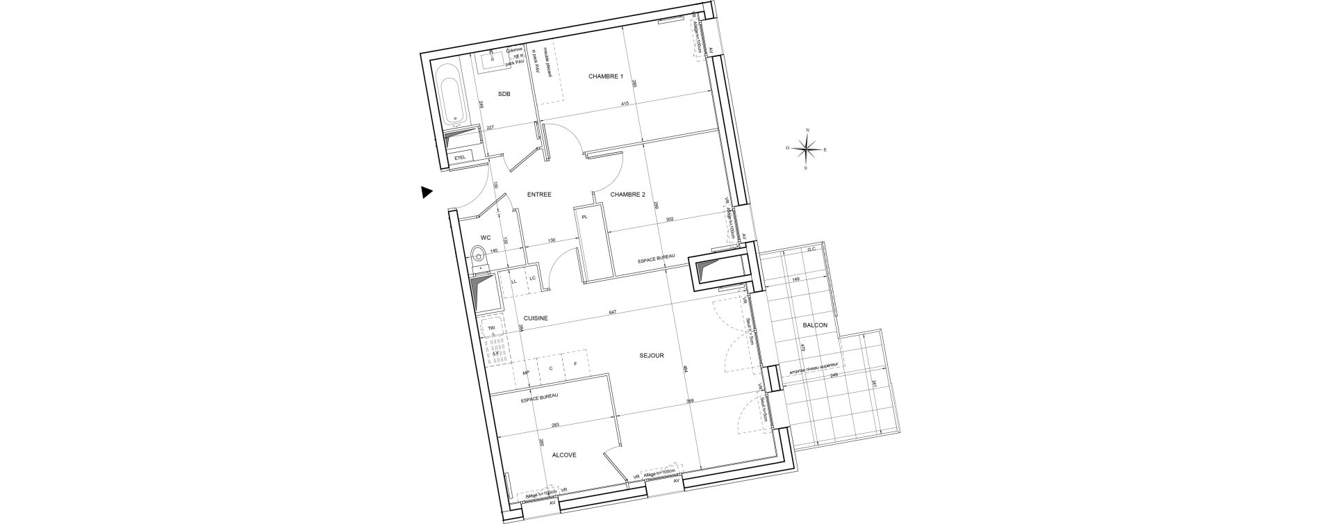 Appartement T3 de 65,84 m2 &agrave; Tours Giraudeau-tonnelle