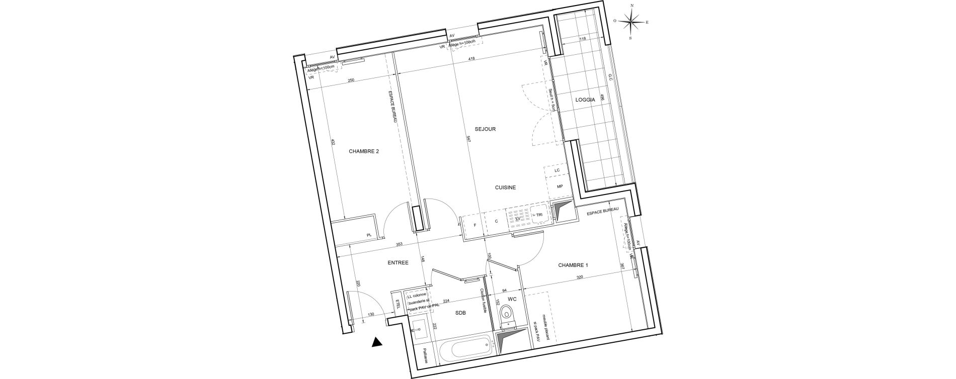 Appartement T3 de 59,12 m2 &agrave; Tours Giraudeau-tonnelle