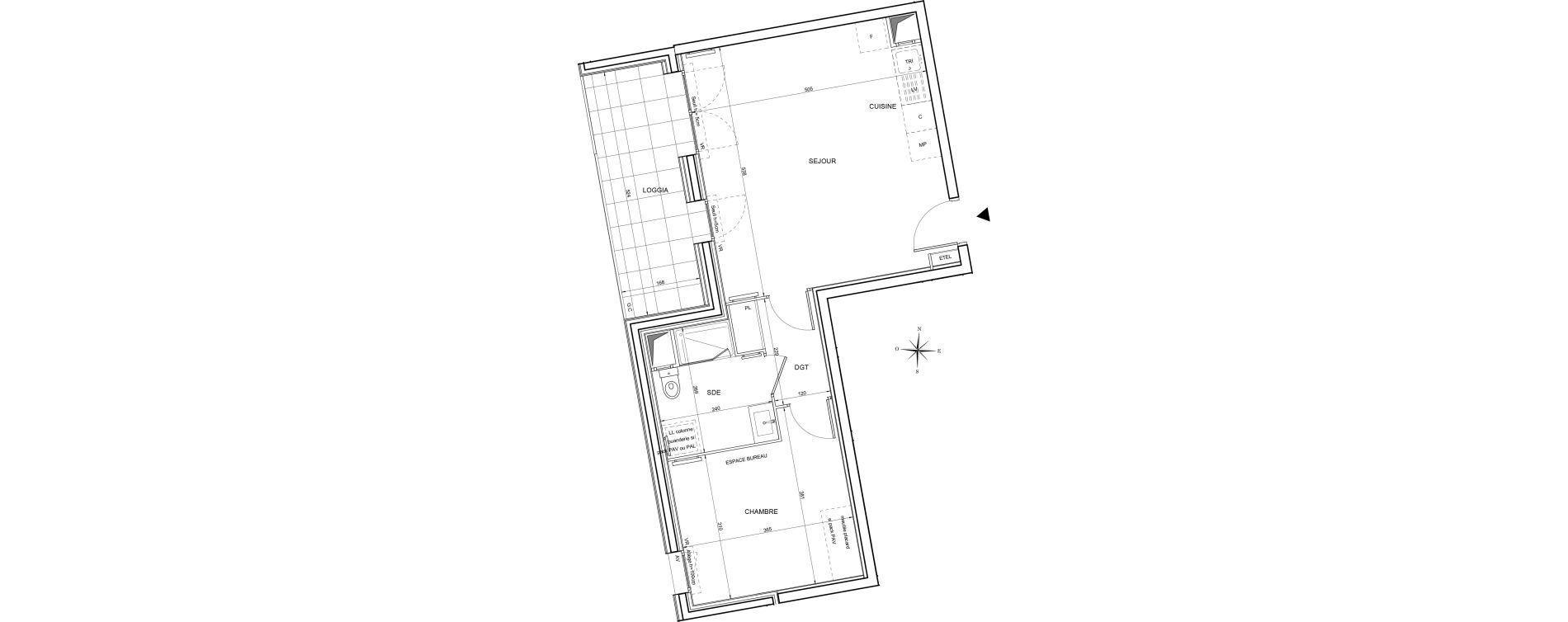 Appartement T2 de 47,62 m2 &agrave; Tours Giraudeau-tonnelle
