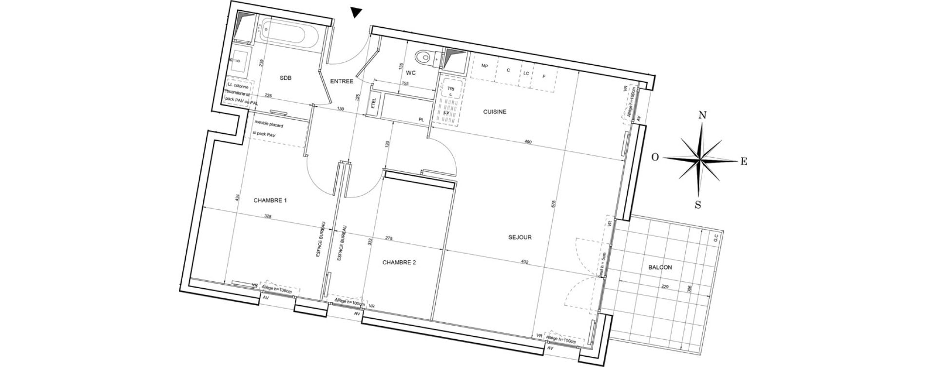 Appartement T3 de 65,70 m2 &agrave; Tours Giraudeau-tonnelle