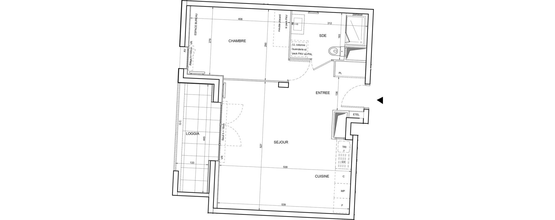 Appartement T2 de 48,01 m2 &agrave; Tours Giraudeau-tonnelle