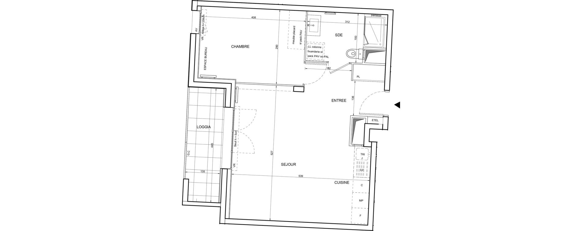 Appartement T2 de 48,01 m2 &agrave; Tours Giraudeau-tonnelle