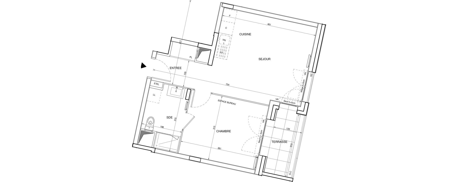 Appartement T2 de 40,54 m2 &agrave; Tours Giraudeau-tonnelle