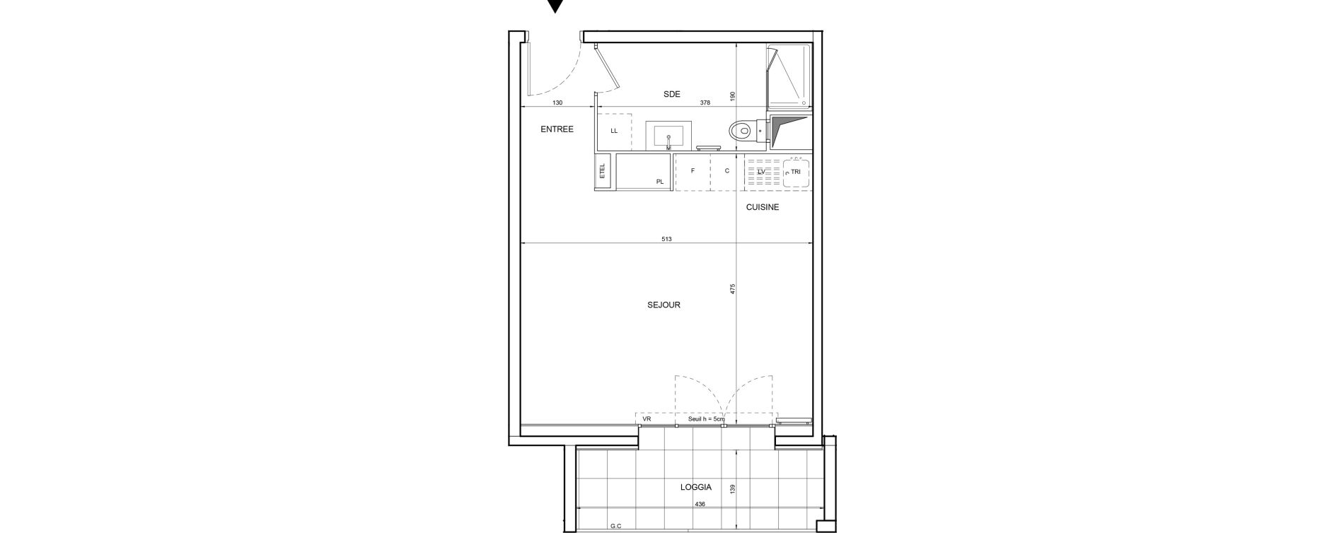 Appartement T1 de 33,21 m2 &agrave; Tours Giraudeau-tonnelle