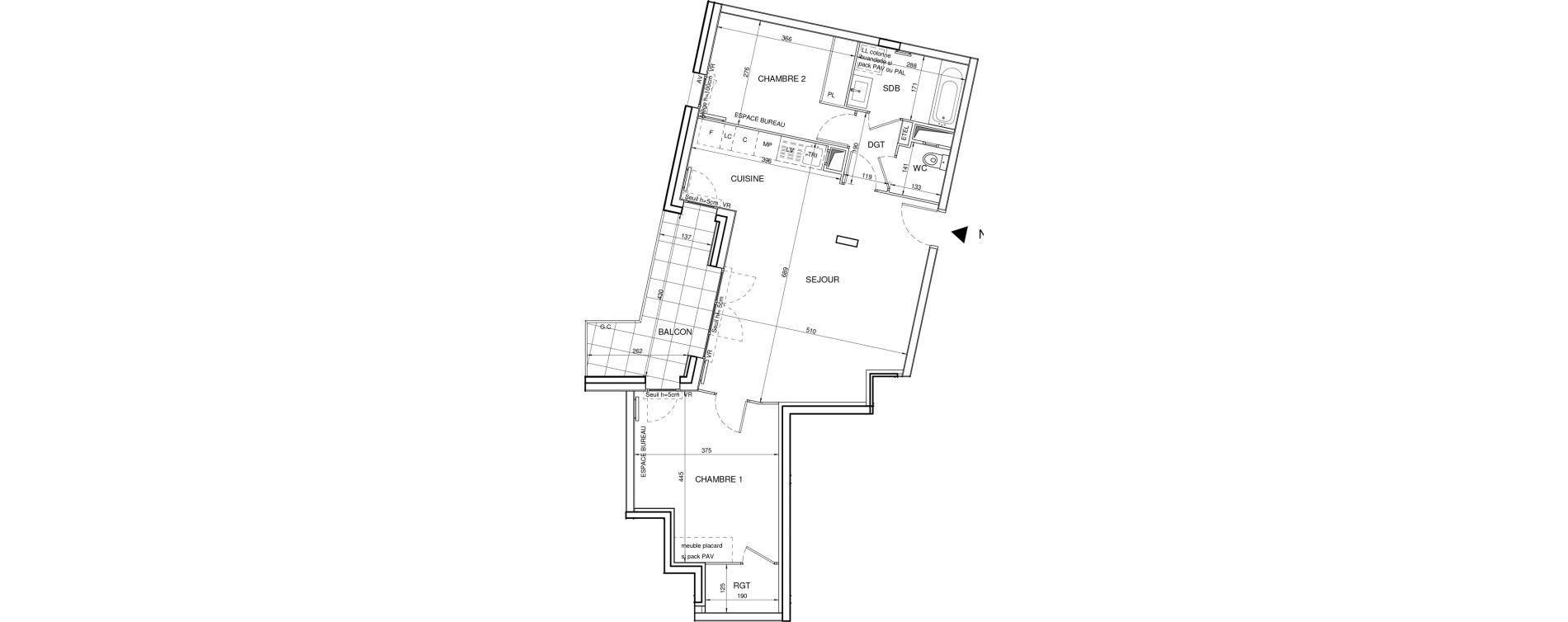 Appartement T3 de 70,05 m2 &agrave; Tours Giraudeau-tonnelle