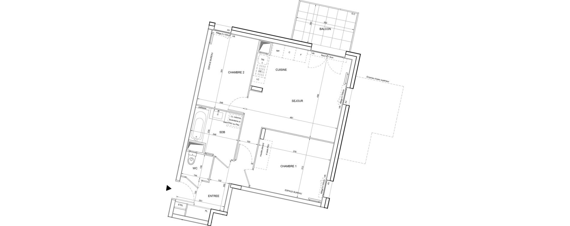 Appartement T3 de 57,52 m2 &agrave; Tours Giraudeau-tonnelle