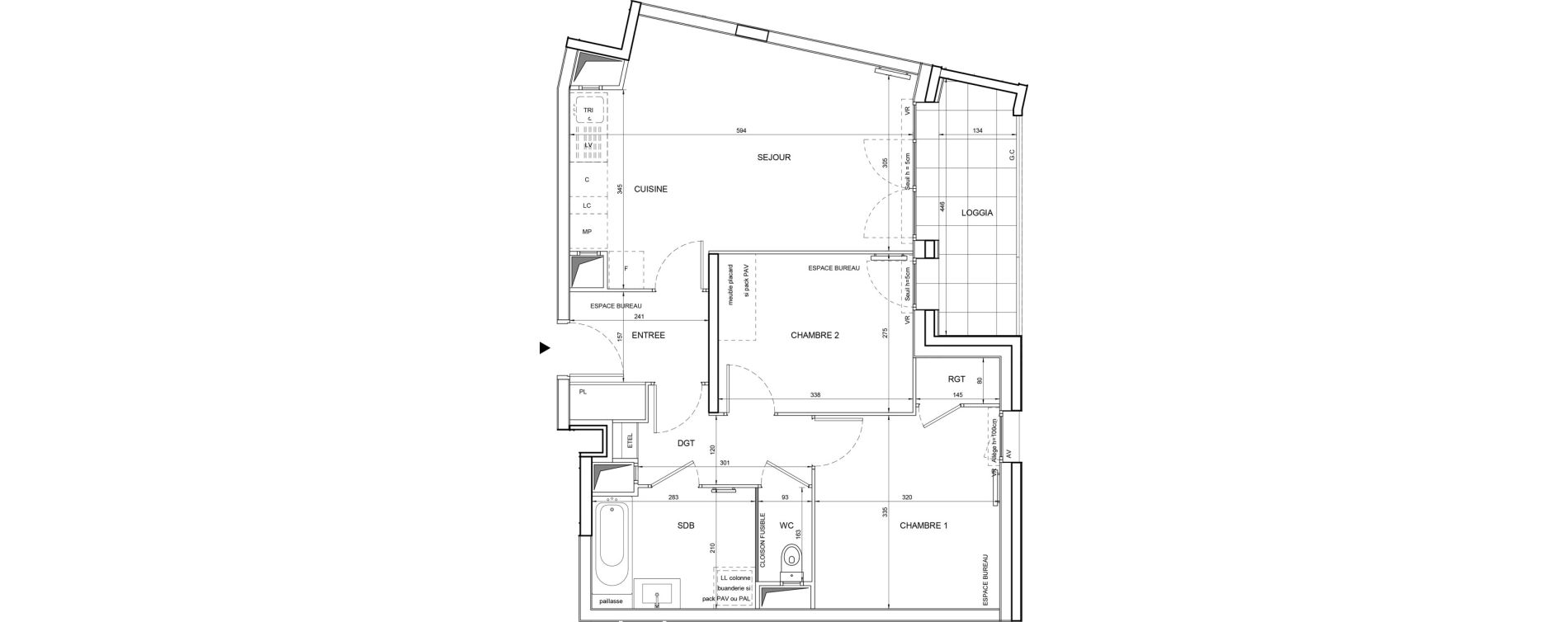 Appartement T3 de 59,18 m2 &agrave; Tours Giraudeau-tonnelle