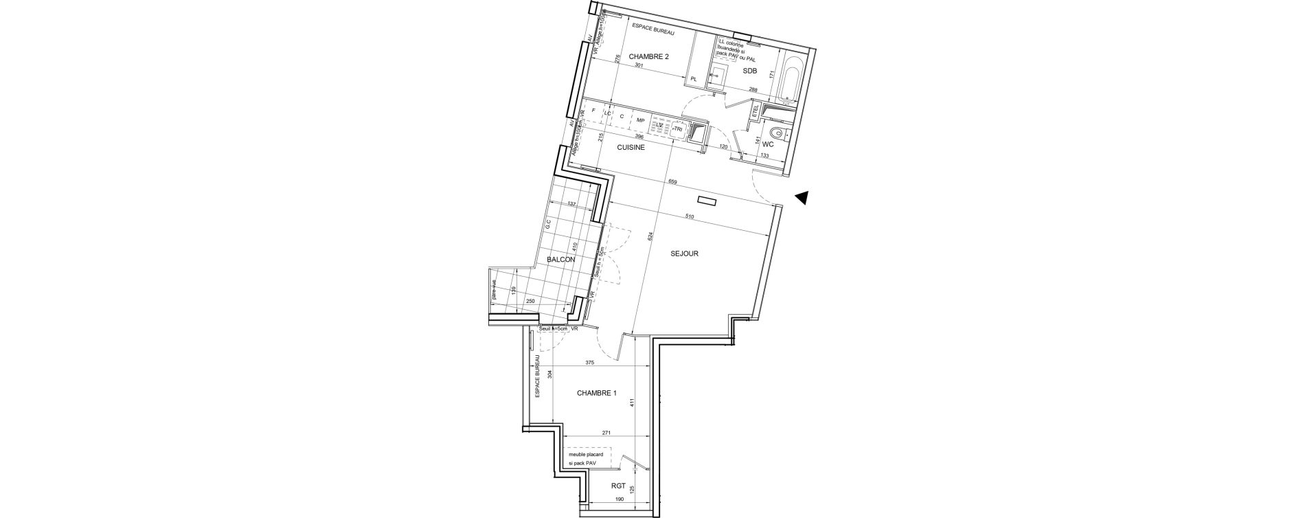 Appartement T3 de 70,35 m2 &agrave; Tours Giraudeau-tonnelle