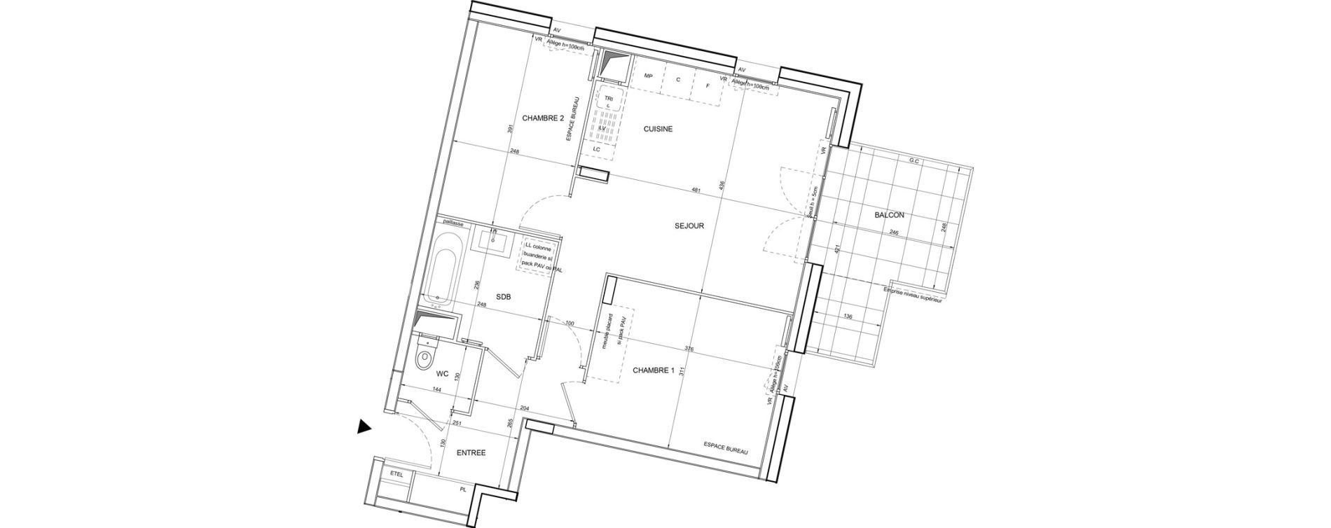 Appartement T3 de 57,52 m2 &agrave; Tours Giraudeau-tonnelle