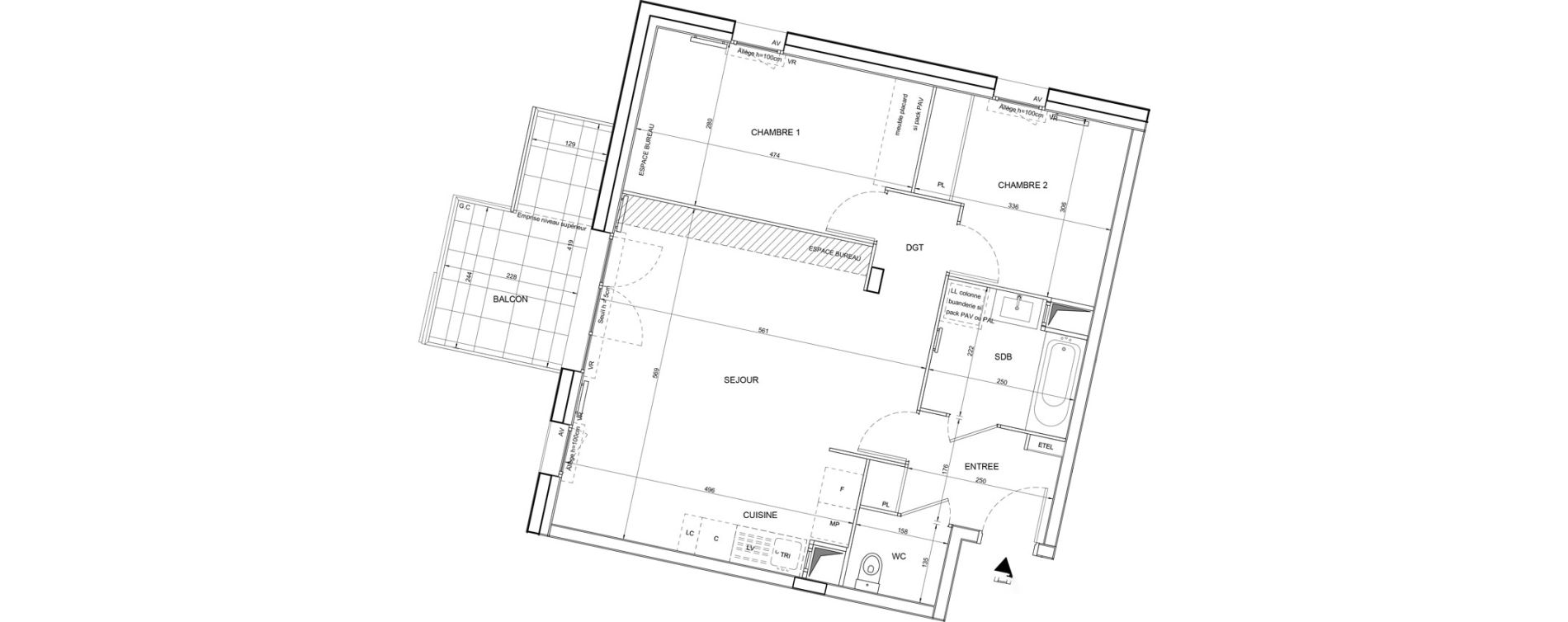 Appartement T3 de 65,15 m2 &agrave; Tours Giraudeau-tonnelle