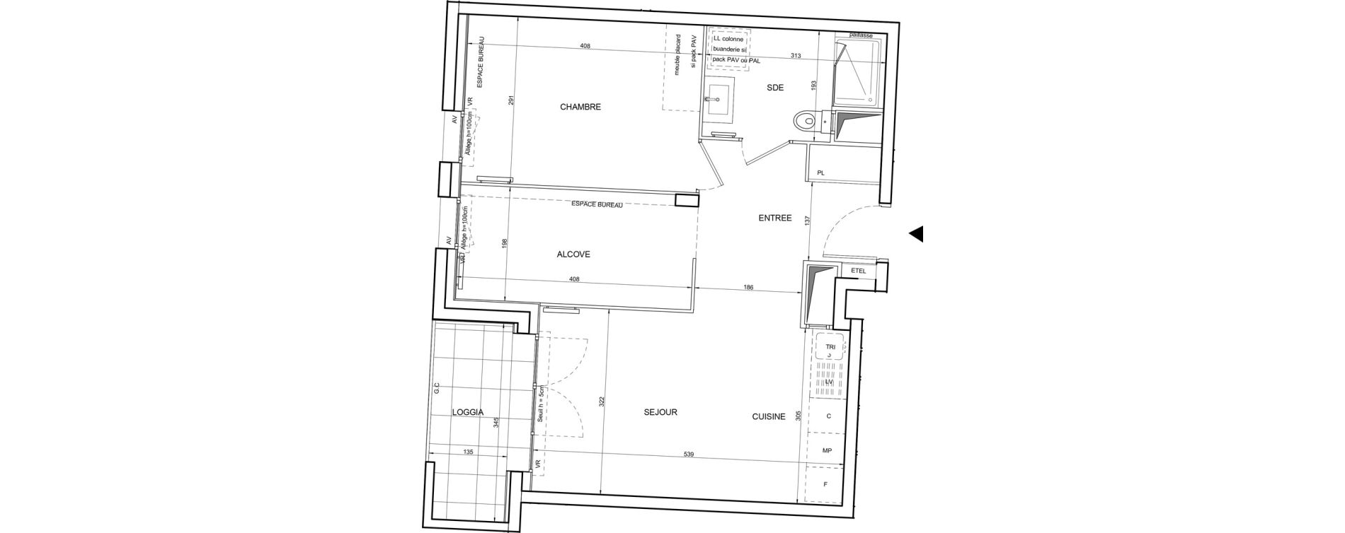 Appartement T2 de 50,92 m2 &agrave; Tours Giraudeau-tonnelle