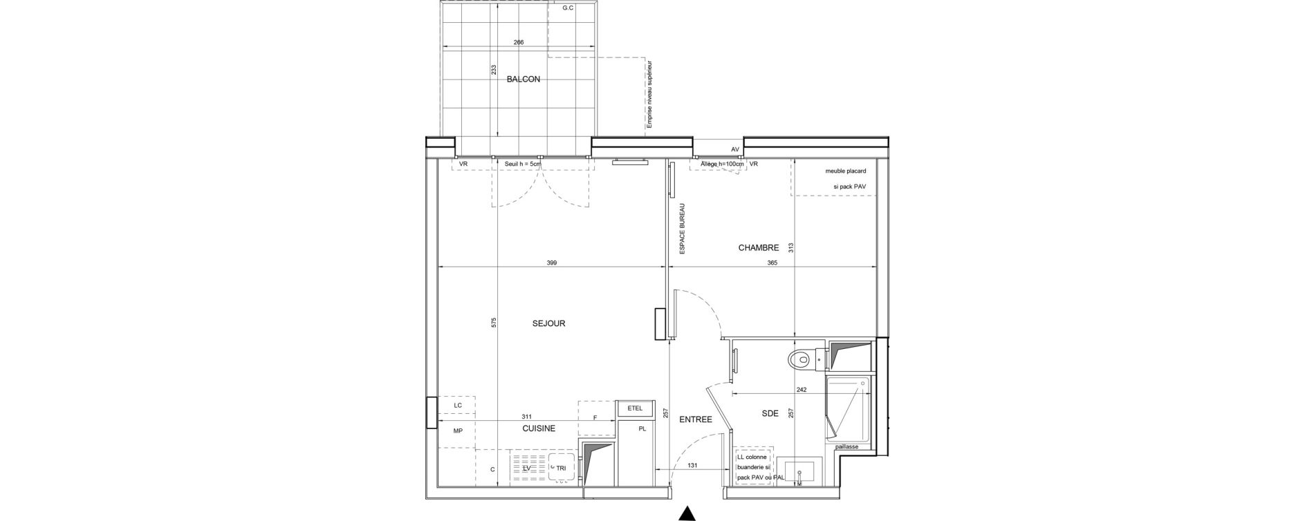 Appartement T2 de 41,64 m2 &agrave; Tours Giraudeau-tonnelle