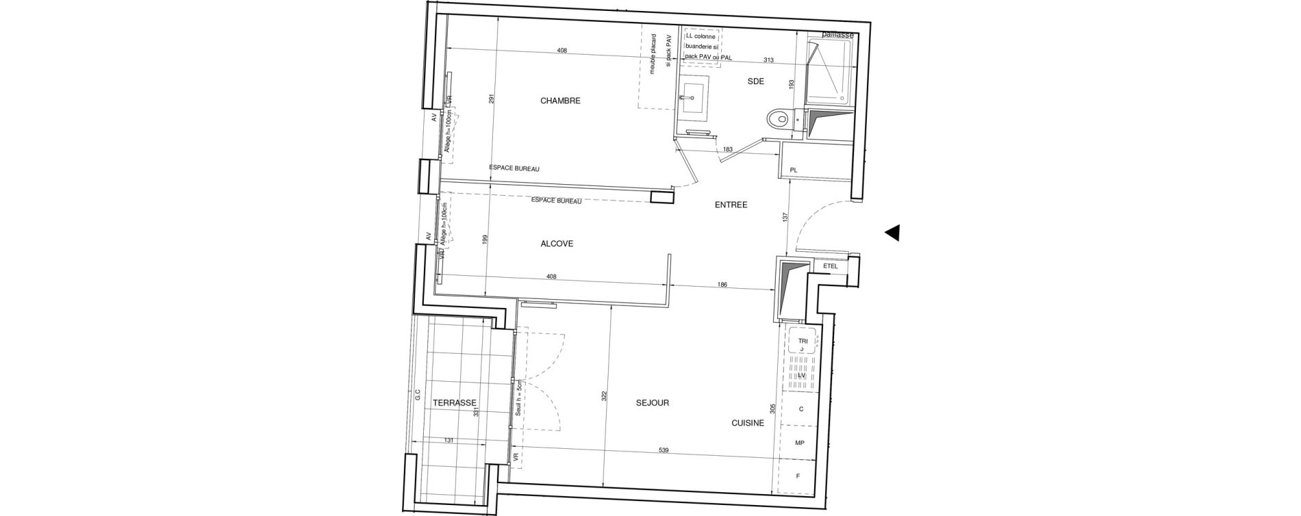 Appartement T2 de 50,76 m2 &agrave; Tours Giraudeau-tonnelle