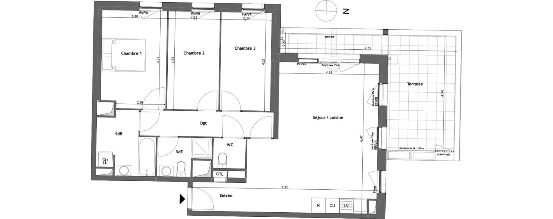 Appartement T4 de 81,70 m2 &agrave; Tours Saint-symphorien