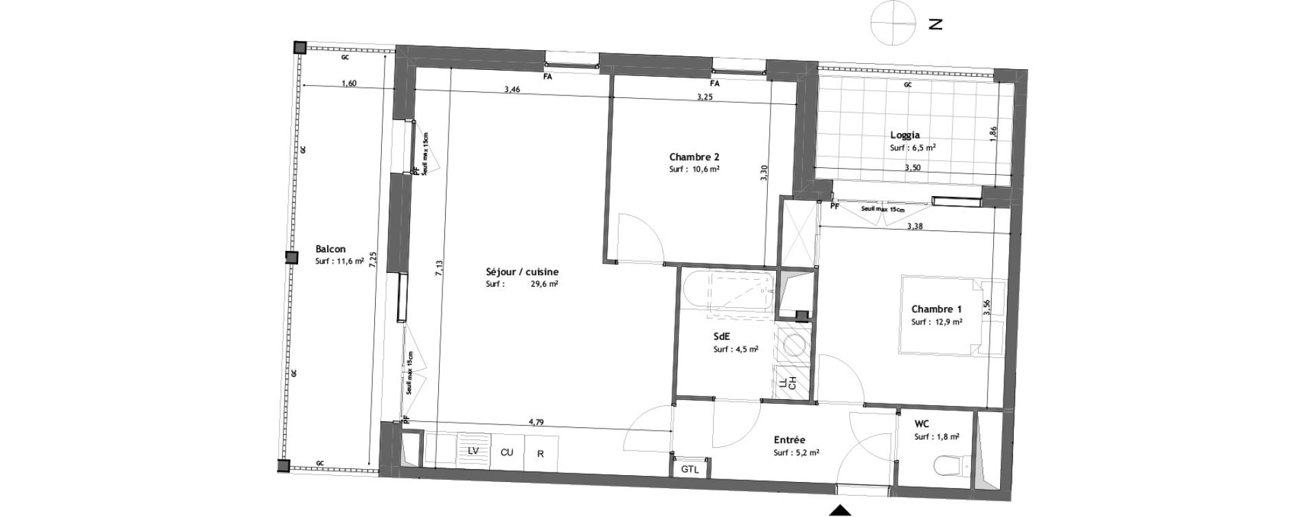 Appartement T3 de 64,60 m2 &agrave; Tours Saint-symphorien