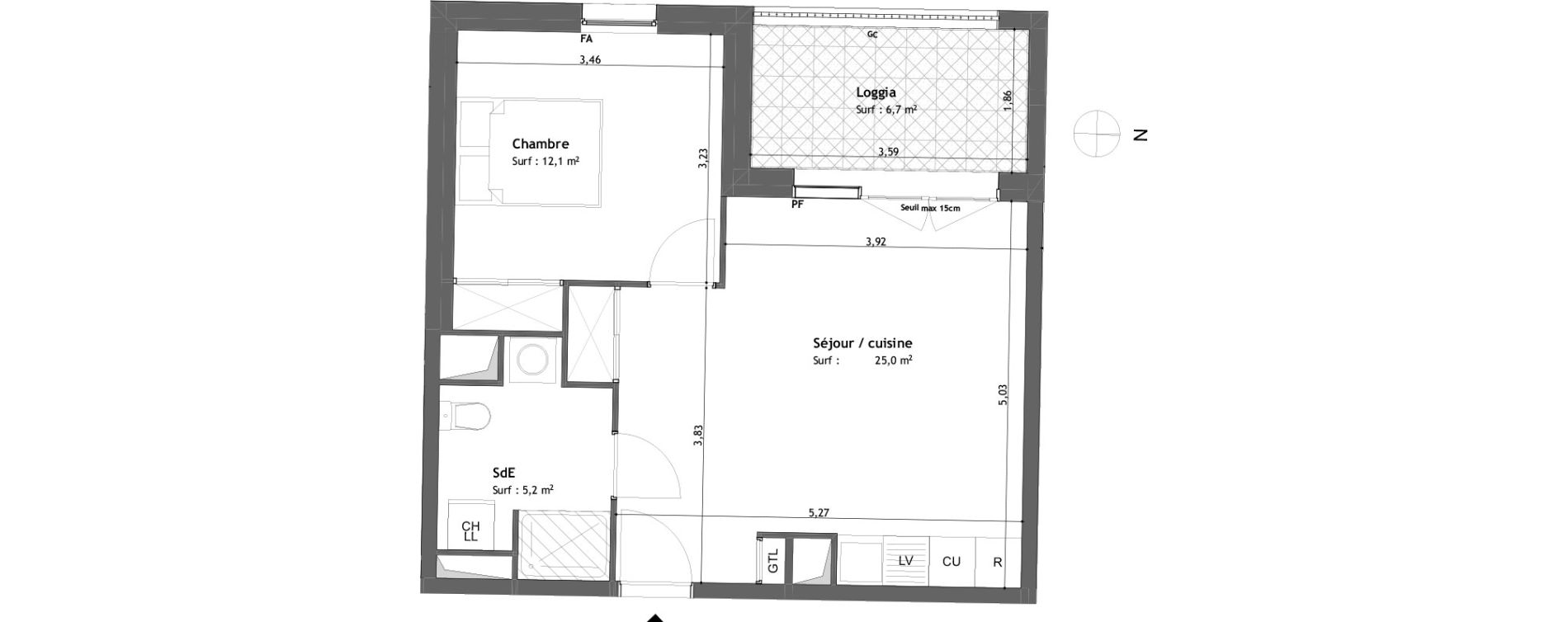 Appartement T2 de 42,30 m2 &agrave; Tours Saint-symphorien