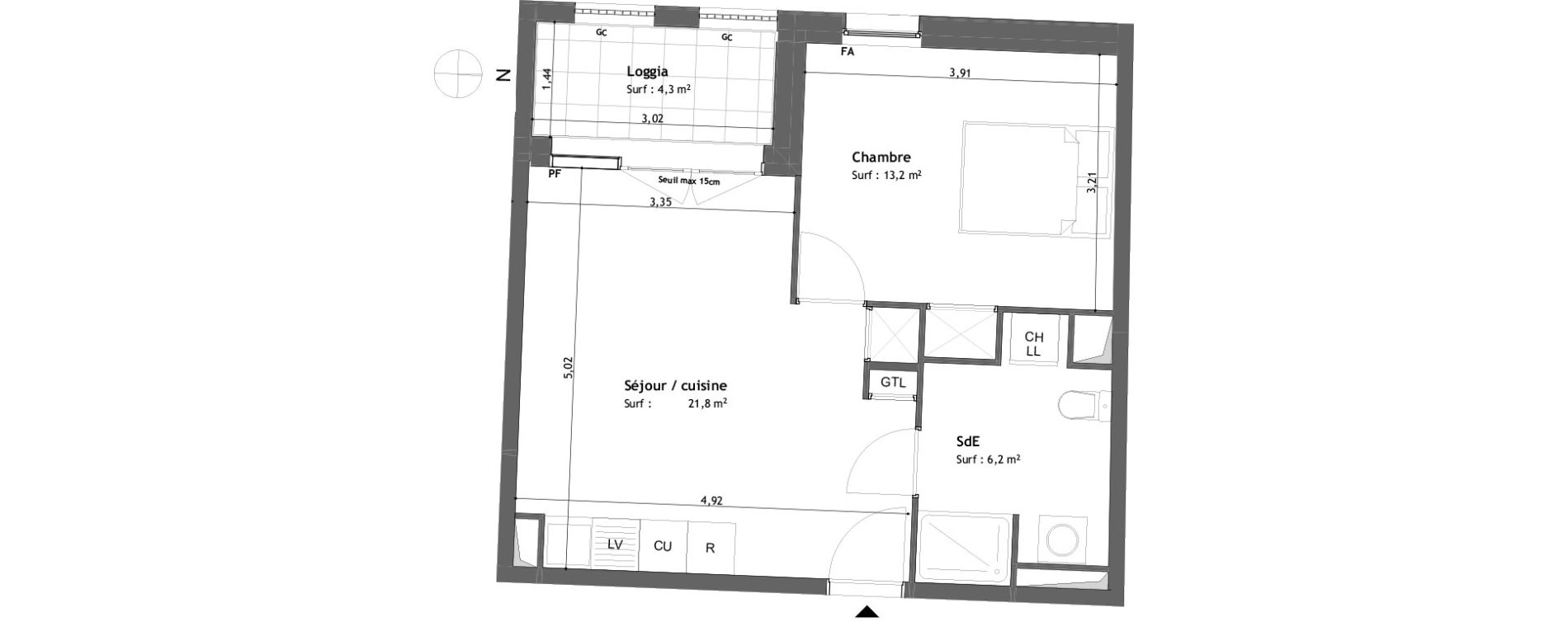 Appartement T2 de 41,20 m2 &agrave; Tours Saint-symphorien