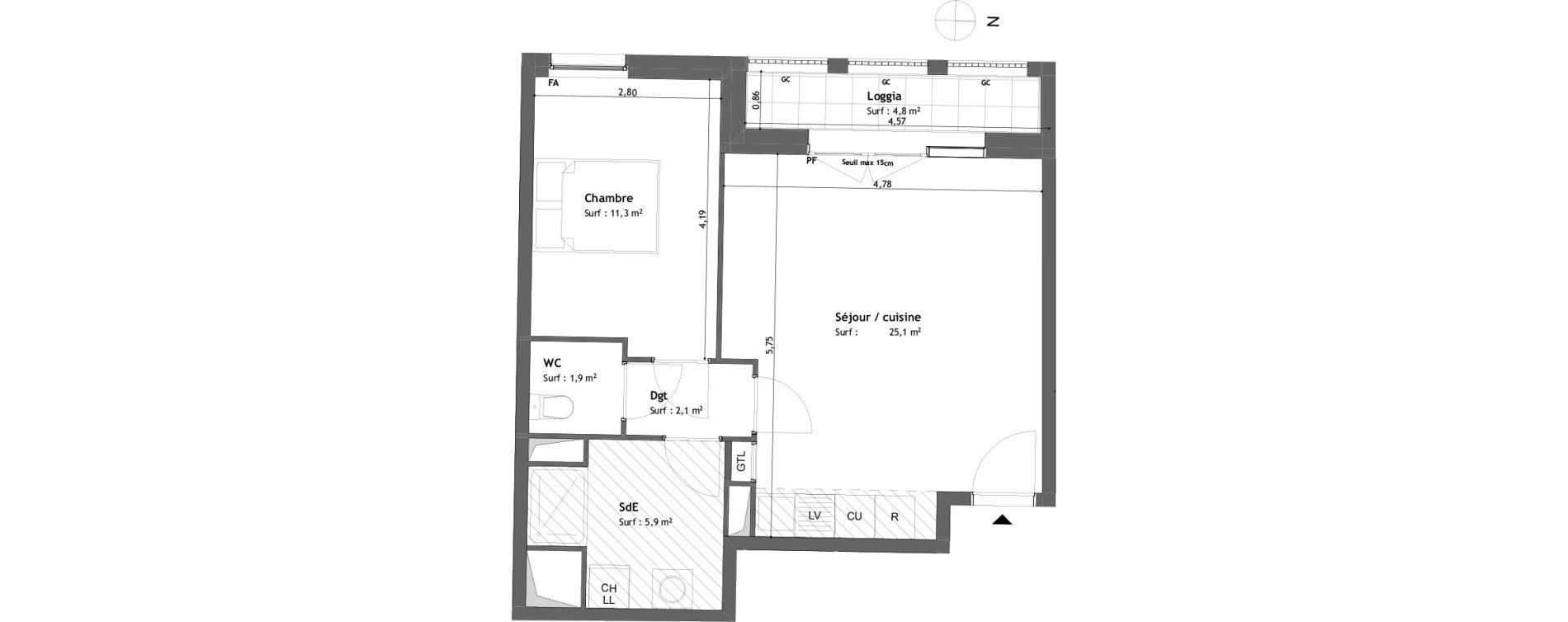 Appartement T2 de 46,30 m2 &agrave; Tours Saint-symphorien