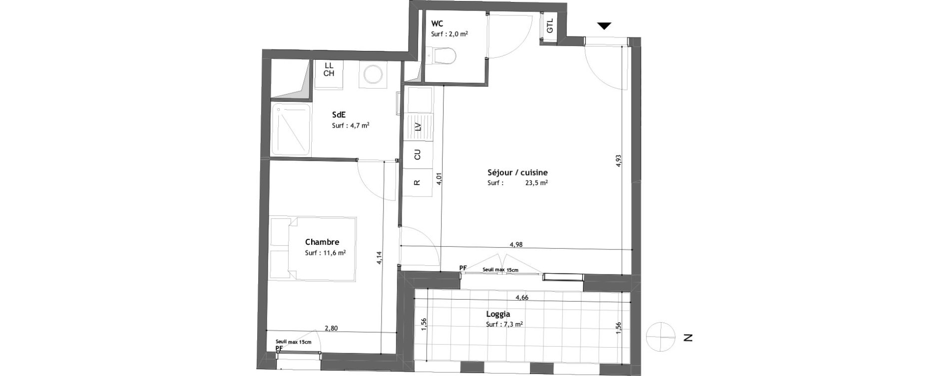 Appartement T2 de 41,80 m2 &agrave; Tours Saint-symphorien