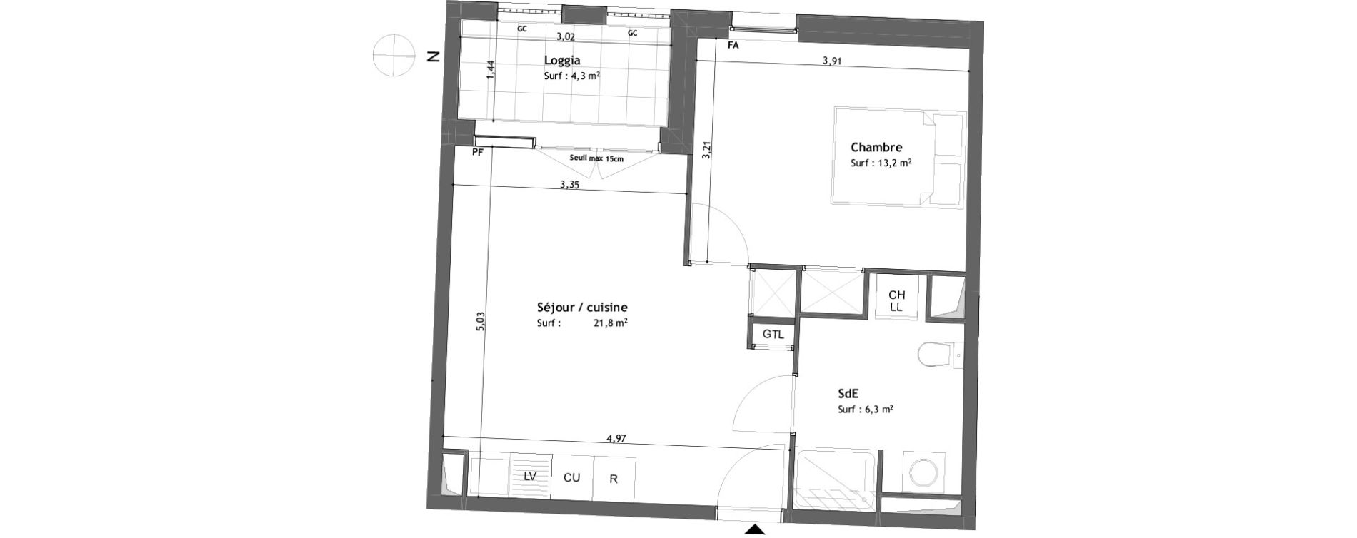 Appartement T2 de 41,30 m2 &agrave; Tours Saint-symphorien