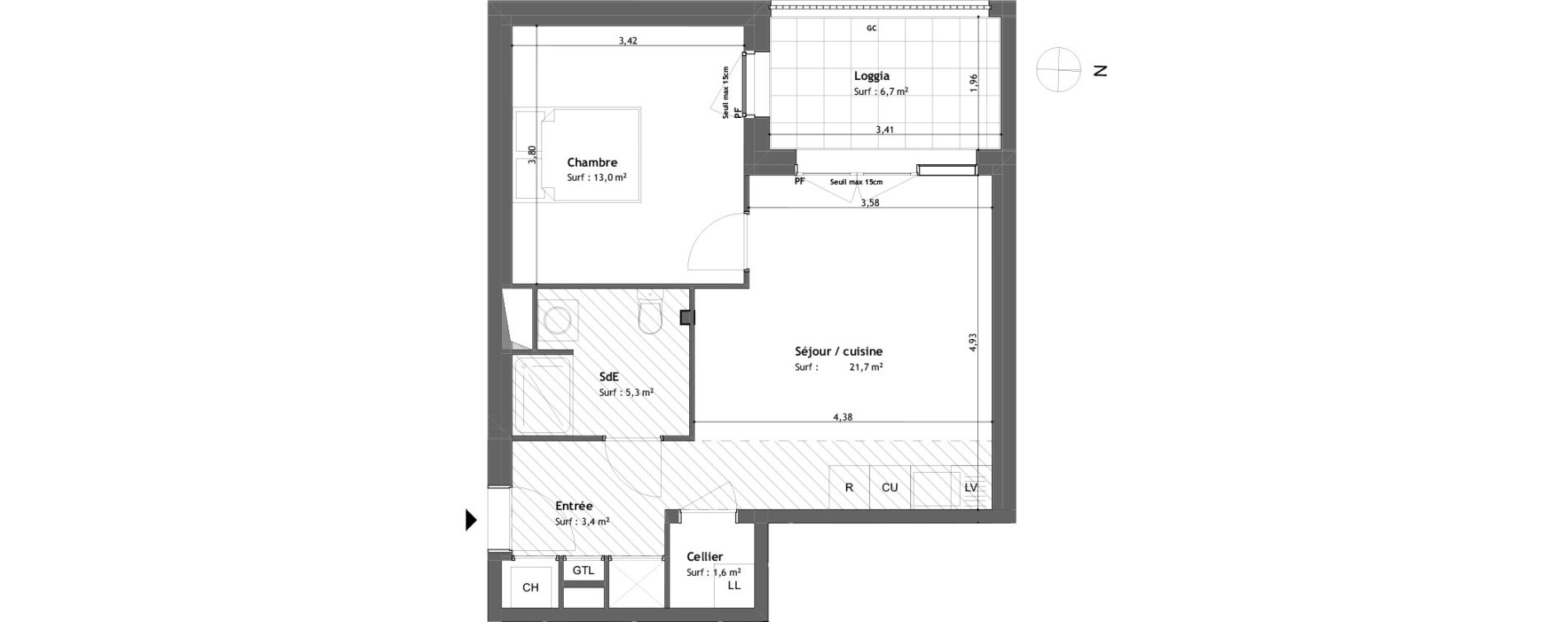 Appartement T2 de 45,00 m2 &agrave; Tours Saint-symphorien