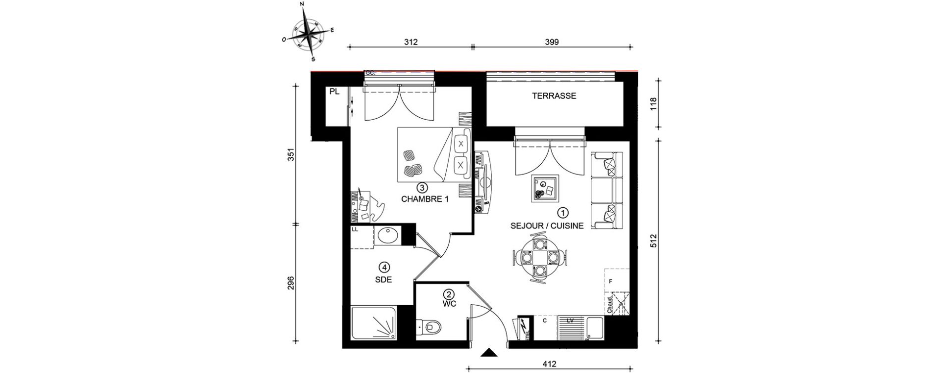 Appartement T2 de 39,89 m2 &agrave; Tours Saint-symphorien