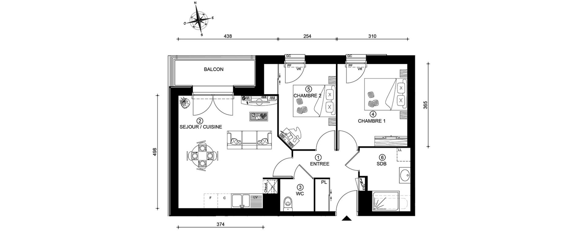 Appartement T3 de 58,15 m2 &agrave; Tours Saint-symphorien
