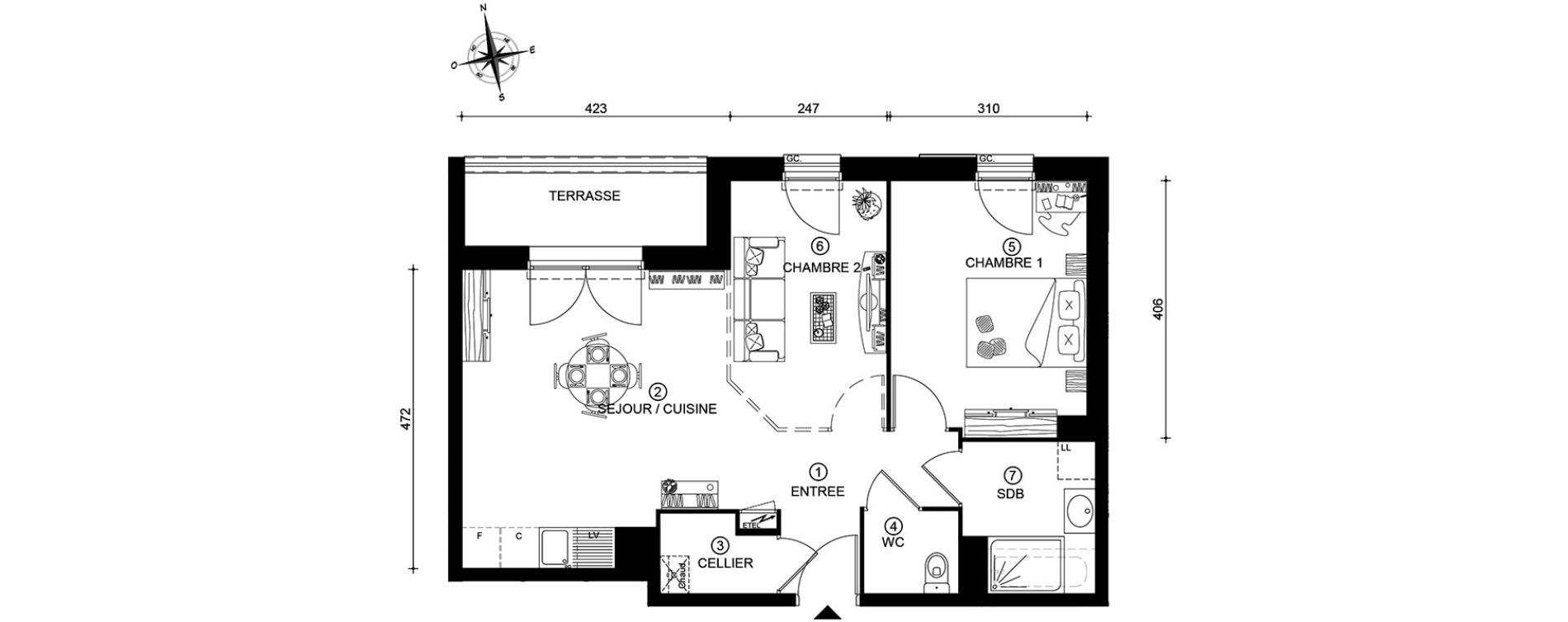 Appartement T3 de 55,15 m2 &agrave; Tours Saint-symphorien