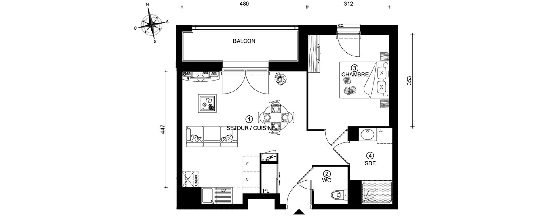 Appartement T2 de 43,04 m2 &agrave; Tours Saint-symphorien