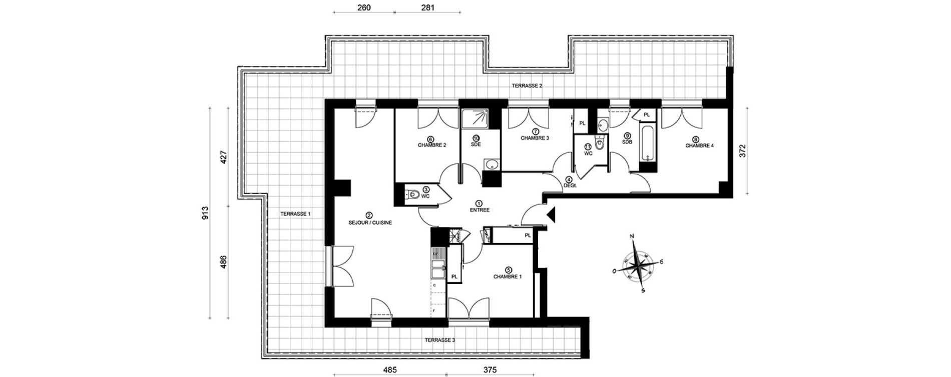 Appartement T5 de 105,32 m2 &agrave; Tours Saint-symphorien