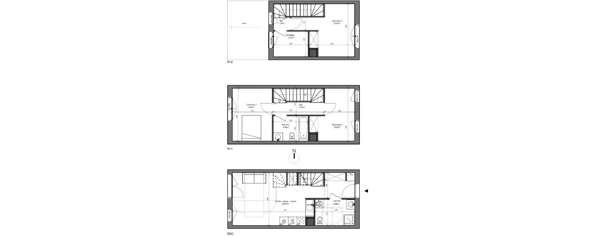 Maison T4 de 79,62 m2 &agrave; Tours Douets milletiere