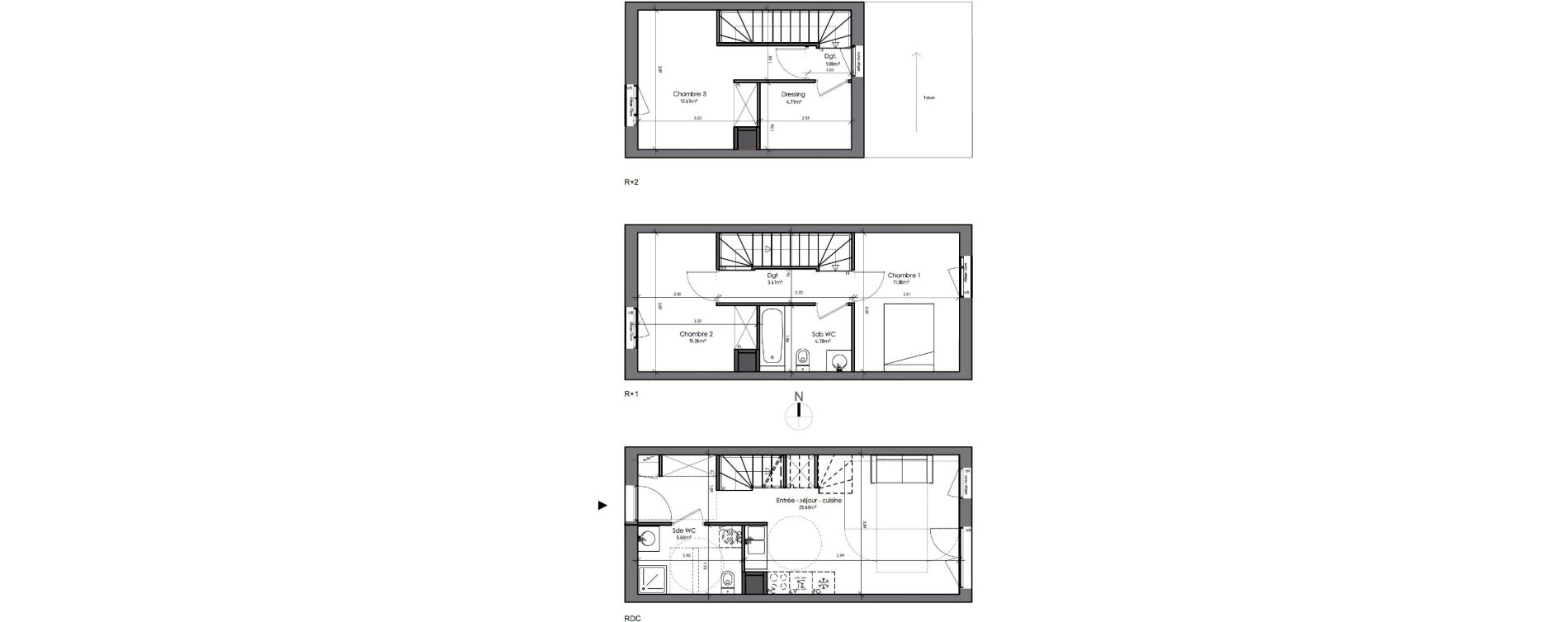 Maison T4 de 79,55 m2 &agrave; Tours Douets milletiere