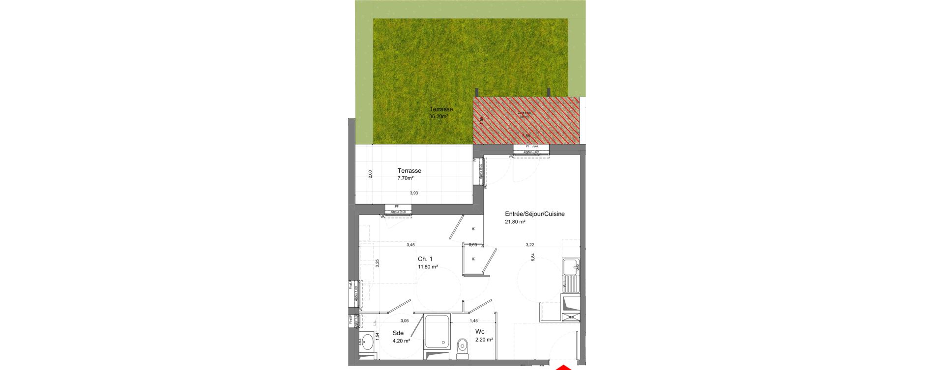 Appartement T2 de 40,00 m2 &agrave; Tours Douets milletiere