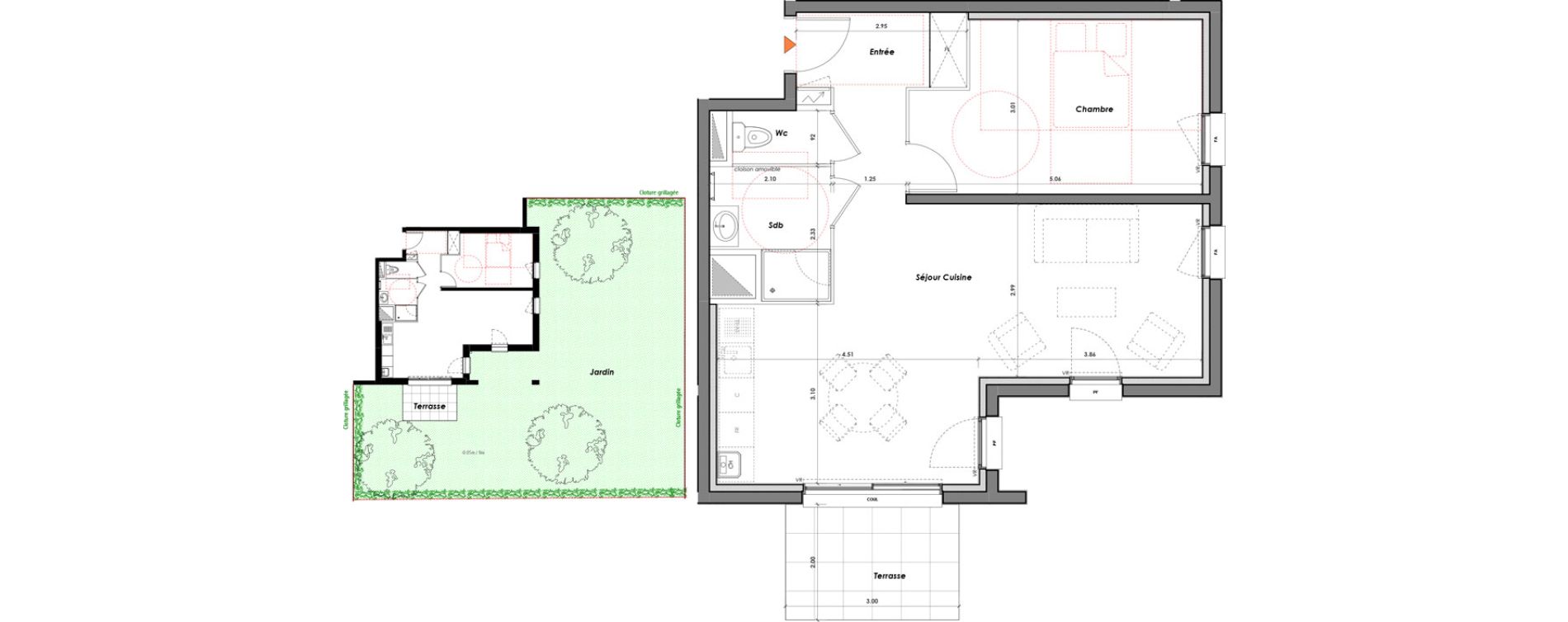 Appartement T2 de 56,00 m2 &agrave; Tours Sainte radegonde