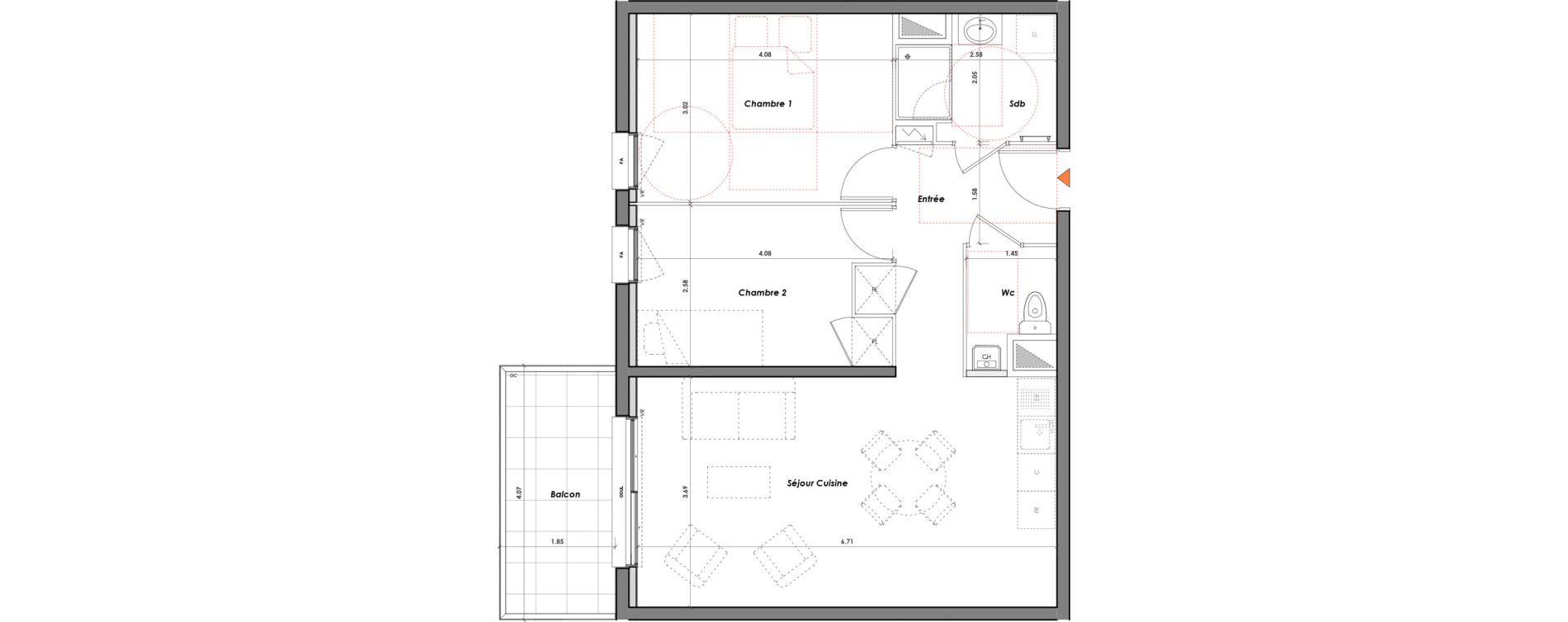 Appartement T3 de 61,12 m2 &agrave; Tours Sainte radegonde