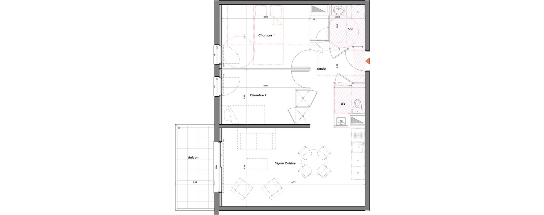 Appartement T3 de 61,12 m2 &agrave; Tours Sainte radegonde