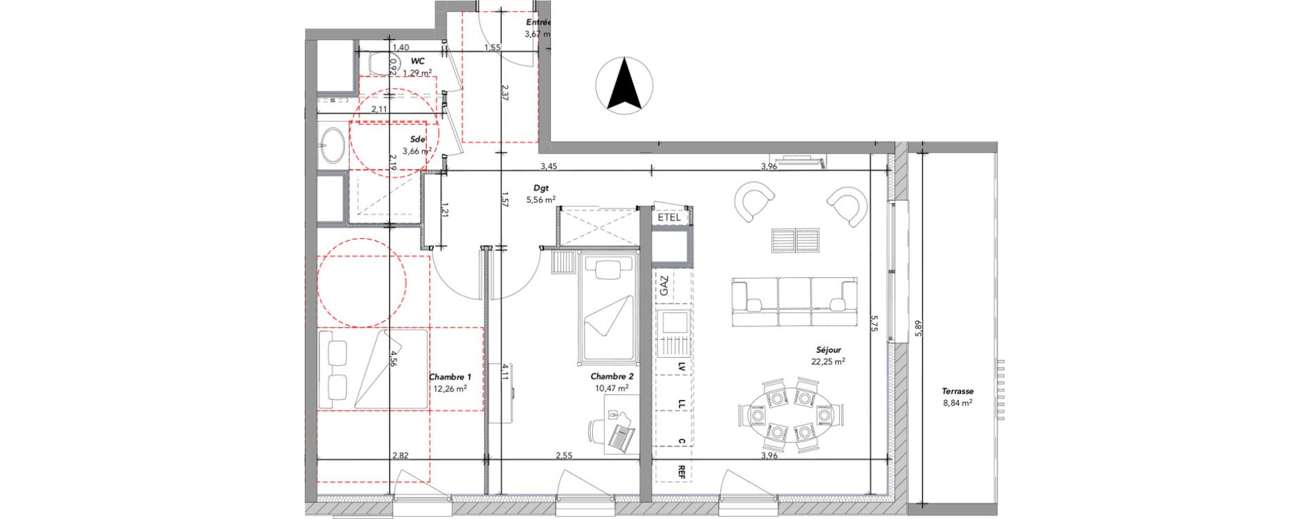 Appartement T3 de 59,16 m2 &agrave; Tours Douets milletiere