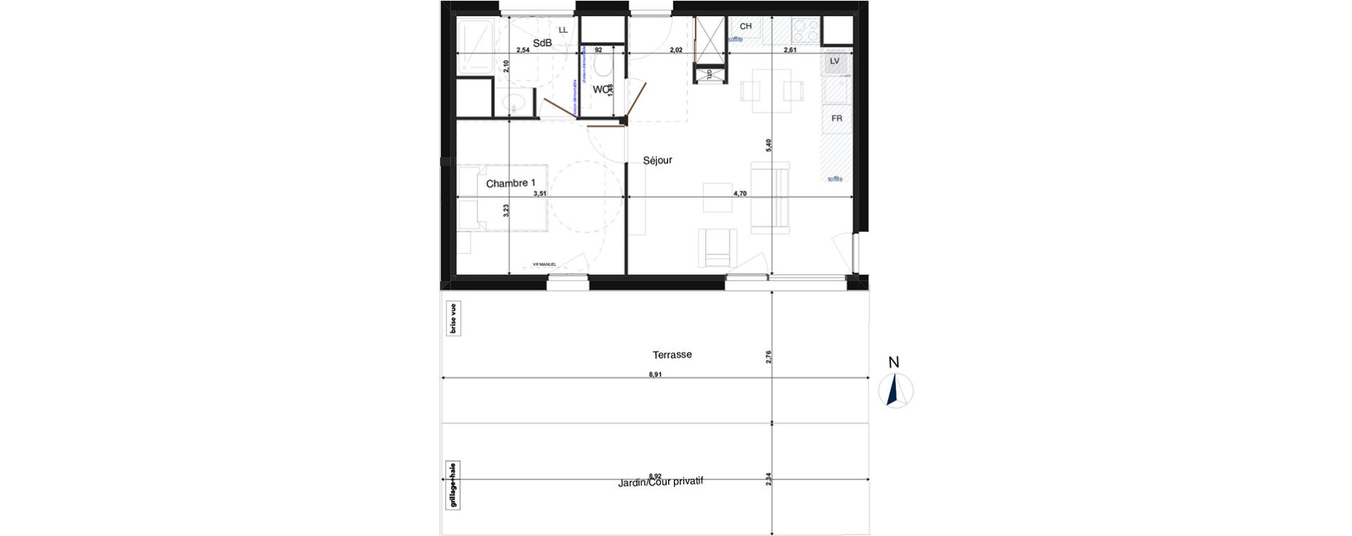 Appartement T2 de 41,85 m2 &agrave; Tours Saint-symphorien