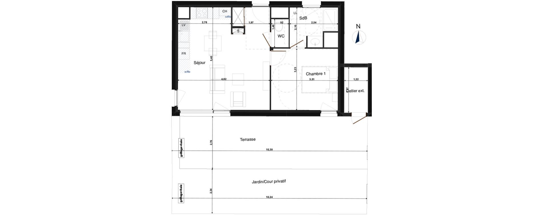 Appartement T2 de 42,55 m2 &agrave; Tours Saint-symphorien