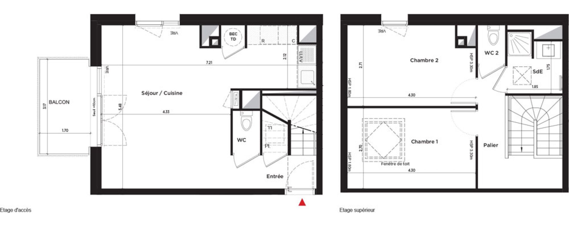 Duplex T3 de 67,23 m2 &agrave; Tours Febvotte - marat