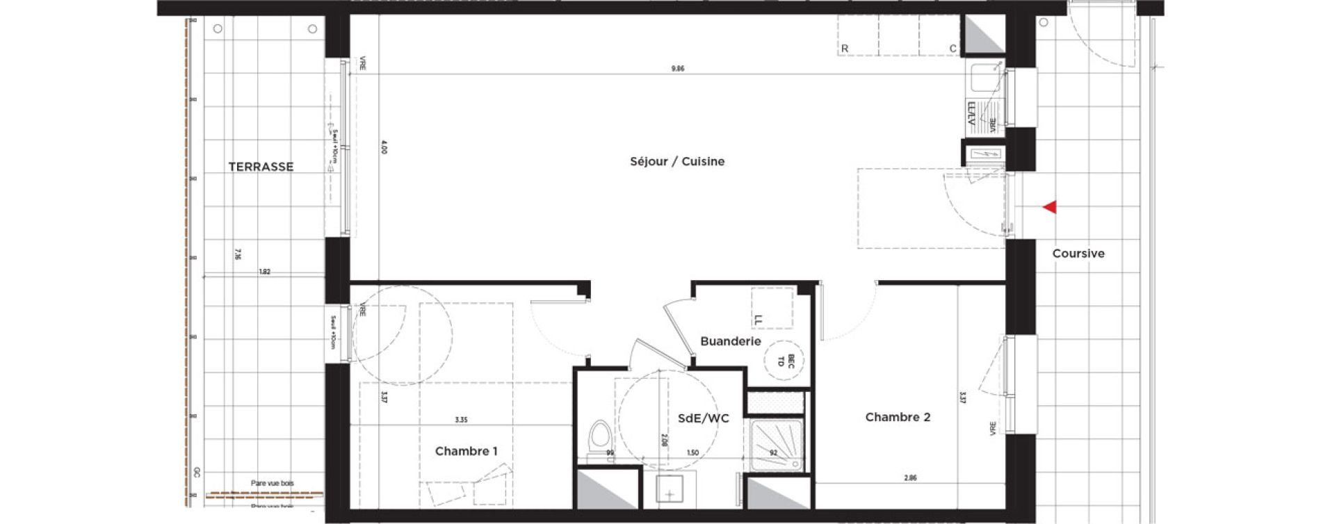 Appartement T3 de 69,48 m2 &agrave; Tours Febvotte - marat