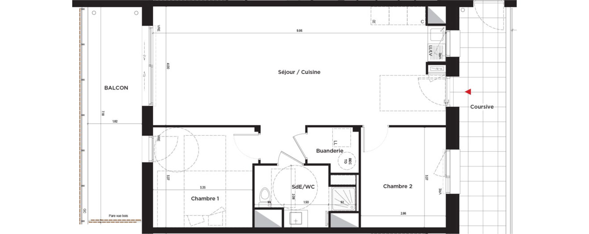 Appartement T3 de 69,48 m2 &agrave; Tours Febvotte - marat