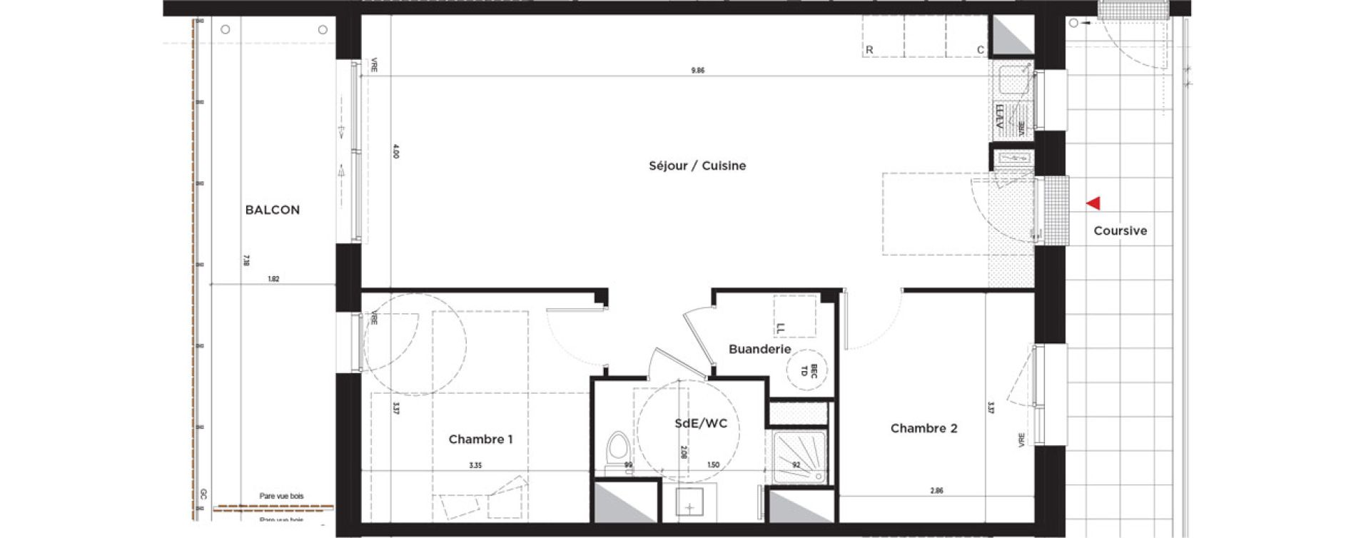 Appartement T3 de 69,48 m2 &agrave; Tours Febvotte - marat