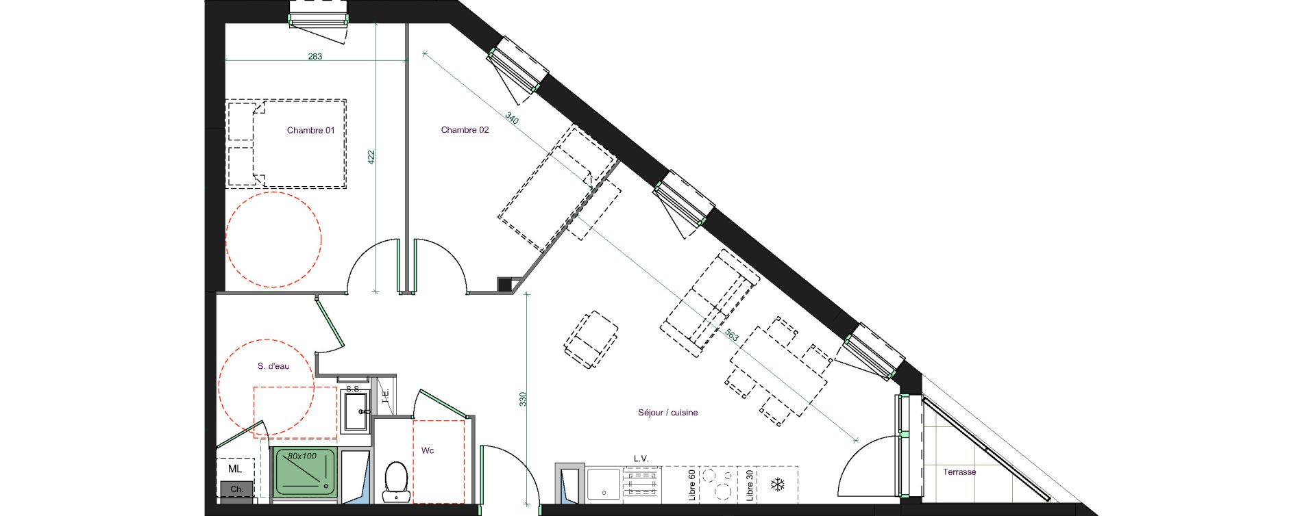 Appartement T3 de 58,30 m2 &agrave; Tours L europe