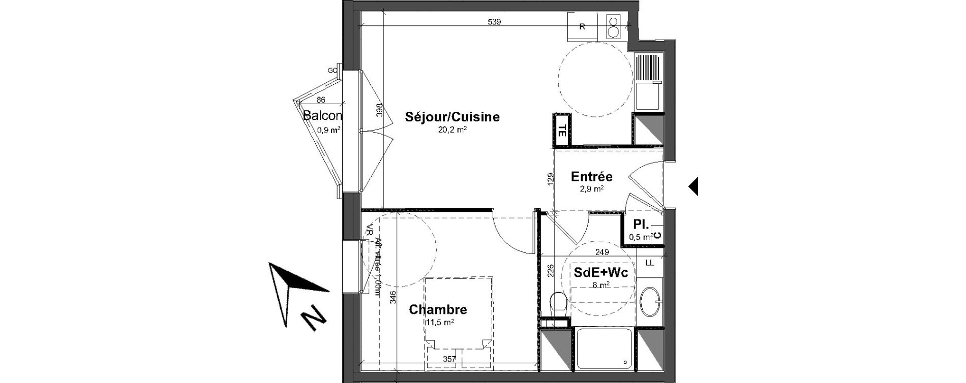 Appartement T2 de 41,10 m2 &agrave; Tours Saint-symphorien