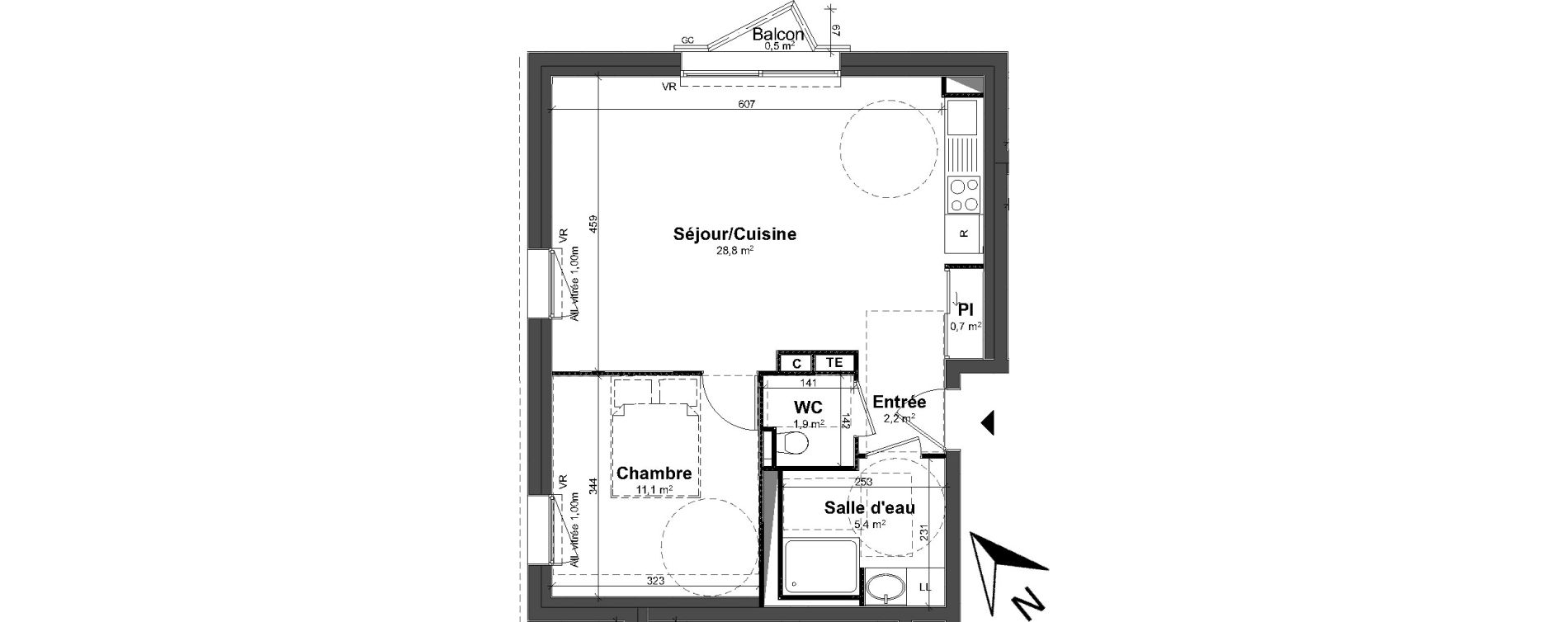 Appartement T2 de 50,10 m2 &agrave; Tours Saint-symphorien