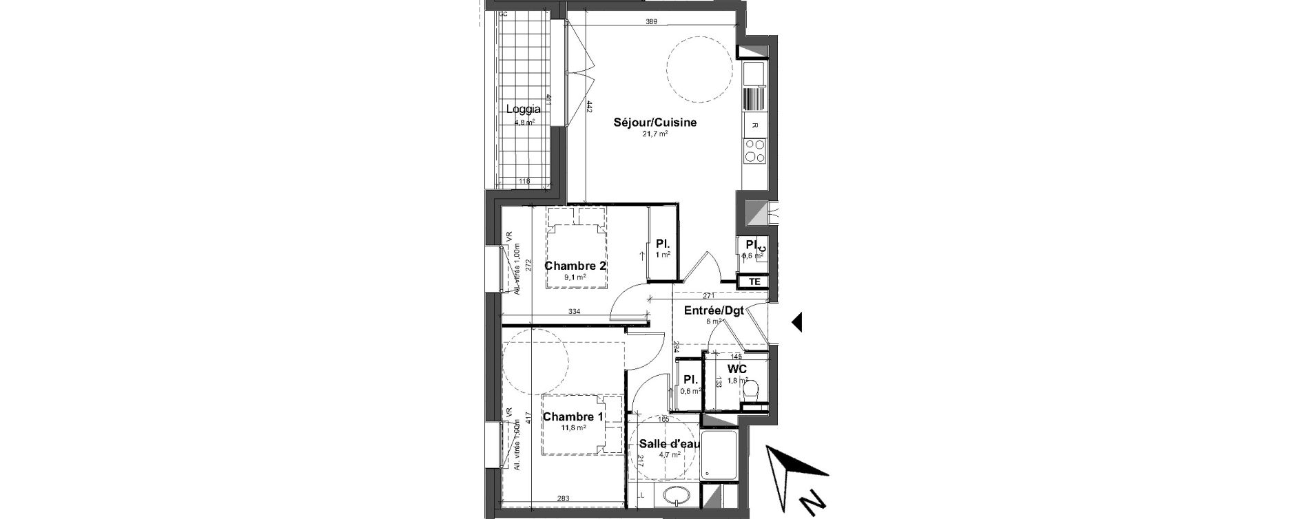 Appartement T3 de 57,30 m2 &agrave; Tours Saint-symphorien