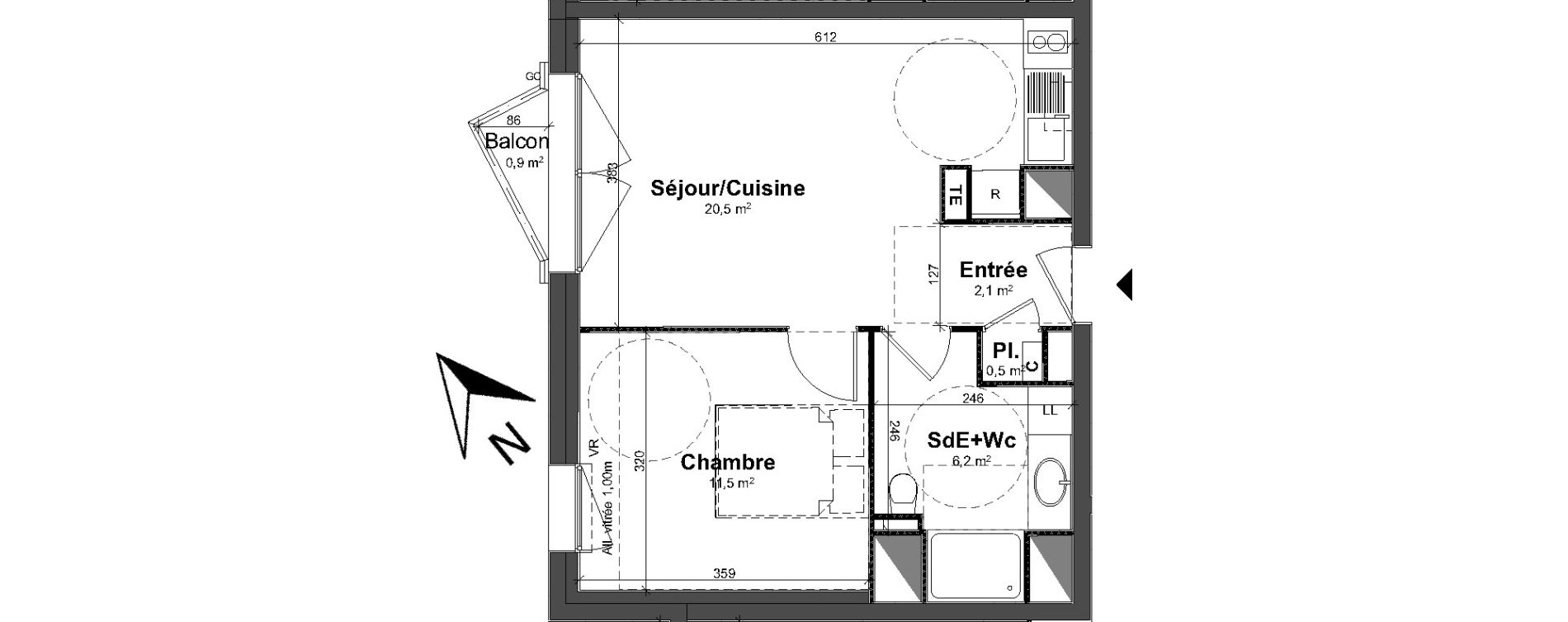Appartement T2 de 40,80 m2 &agrave; Tours Saint-symphorien