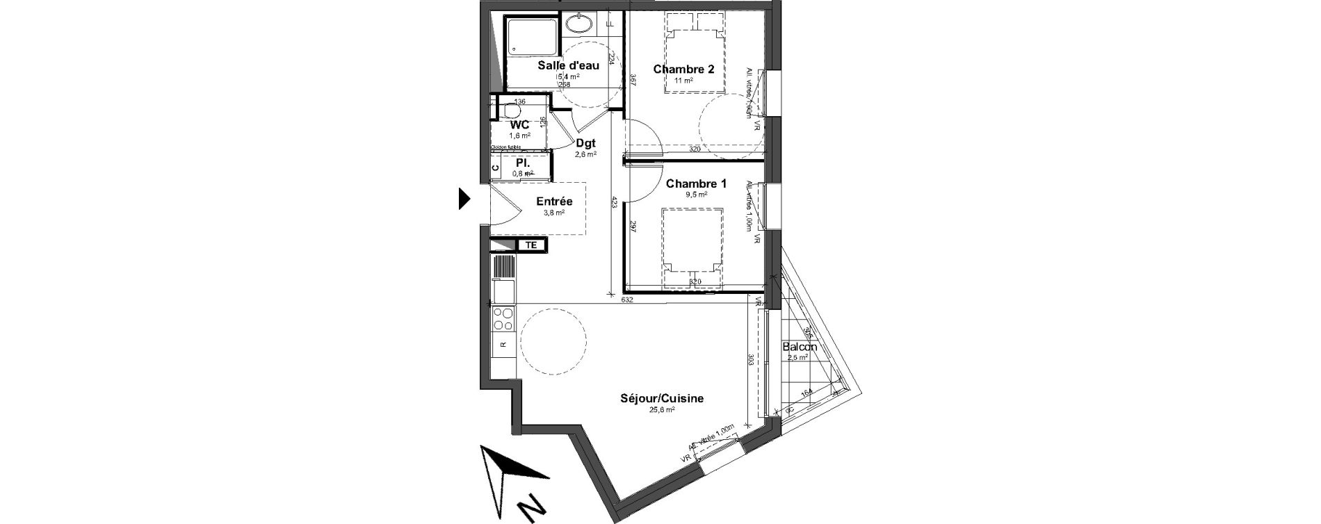 Appartement T3 de 60,30 m2 &agrave; Tours Saint-symphorien